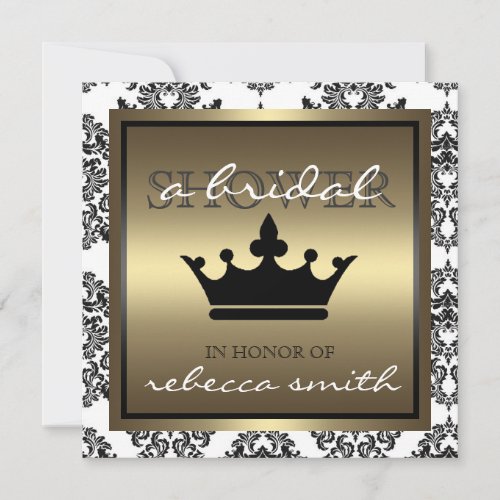 Queen Bridal Shower Invitation - Black and Gold