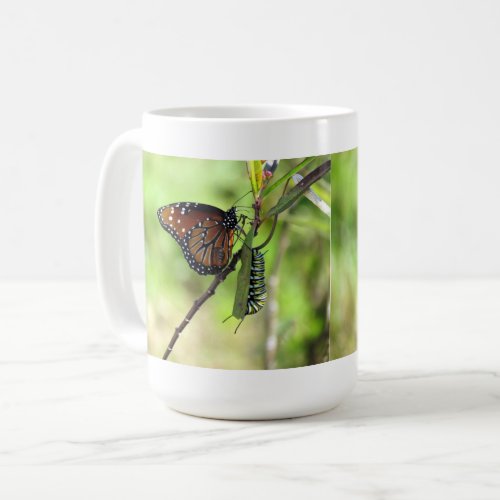 Queen Butterfly and Monarch Caterpillar Mug