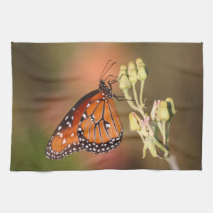 Queen butterfly on a branch towel