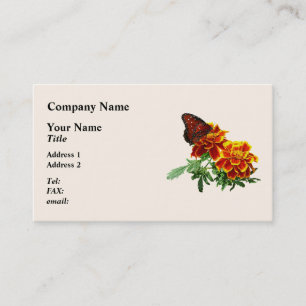 Queen Butterfly on Marigold Business Card