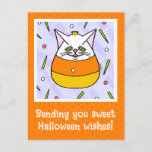 Queen Candy Corn Cat Sweet Halloween Wishes Holiday Postcard