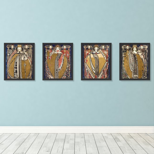 Queen Cards by Margaret Macdonald Mackintosh Wall Art Sets (Wood Floor)