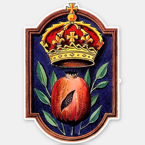 Queen Catherine of Aragon Royal Badge Pomegranate Sticker