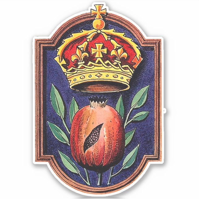 Queen Catherine of Aragon Royal Badge Pomegranate Sticker (Front)