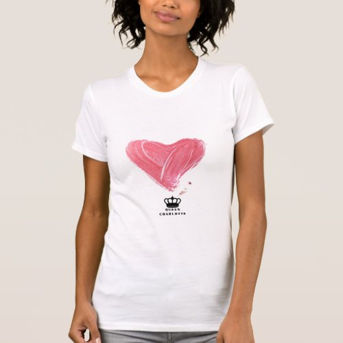 Queen Charlotte White tee with Pink heart T_Shirt