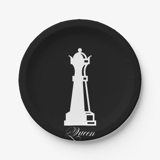 Queen Chess Piece Halloween Costume Chess Lover Paper Plates (Front)