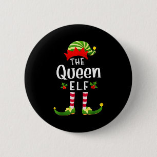 Queen Christmas Elf Matching Pajama X-mas Party  Button