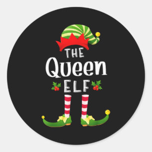 Queen Christmas Elf Matching Pajama X-mas Party  Classic Round Sticker