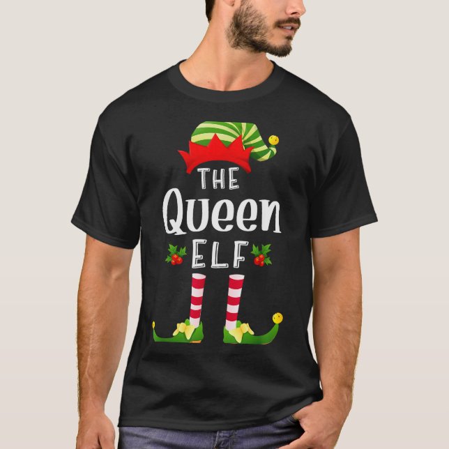 Queen Christmas Elf Matching Pajama X-mas Party  T-Shirt (Front)