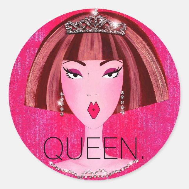 "QUEEN." CLASSIC ROUND STICKER (Front)