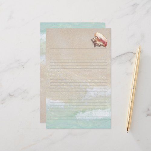 Queen Conch Shell Beach Sand Lined Writing Paper