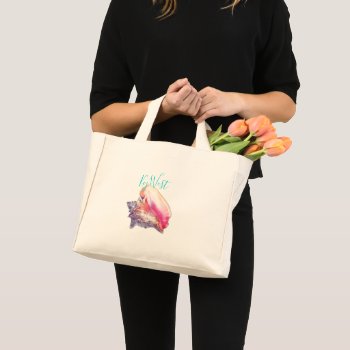 Queen Conch Shell Custom Text  Mini Tote Bag by millhill at Zazzle