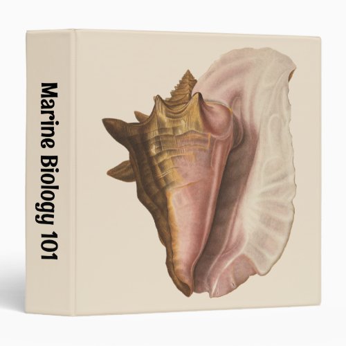 Queen Conch Shell Seashell Vintage Marine Life 3 Ring Binder