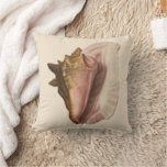 Queen Conch Shell Seashell, Vintage Marine Life Throw Pillow