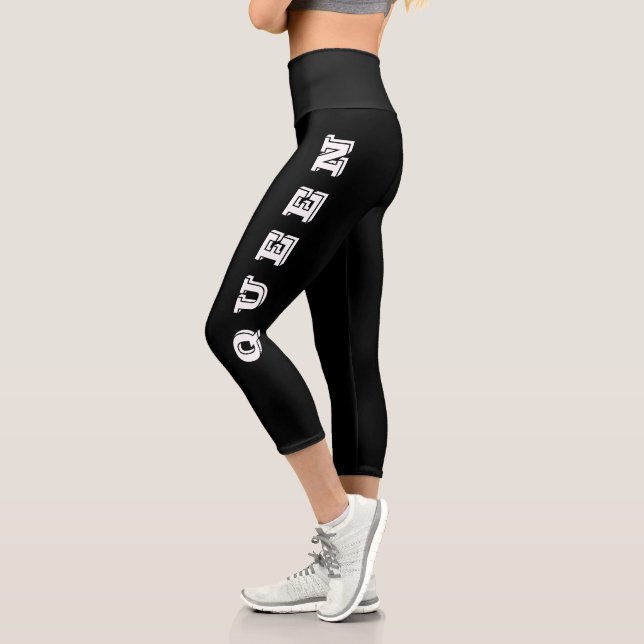 Queen, Create Your Own Personalized Trendy Words Capri Leggings (Left)