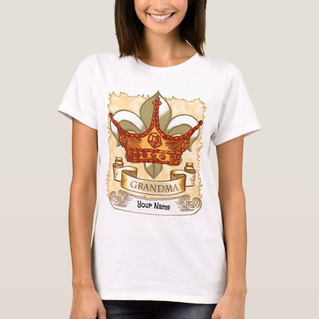 Queen Crown Banner Grandma T-Shirt (Front)