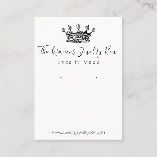 Queen Crown Handmade Jewelry Earring Display Business Card