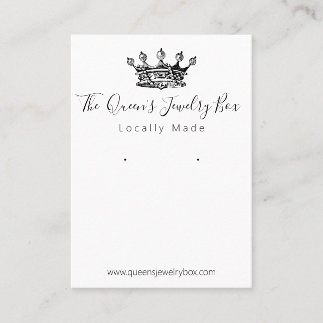 Queen Crown Handmade Jewelry Earring Display Business Card (Front)