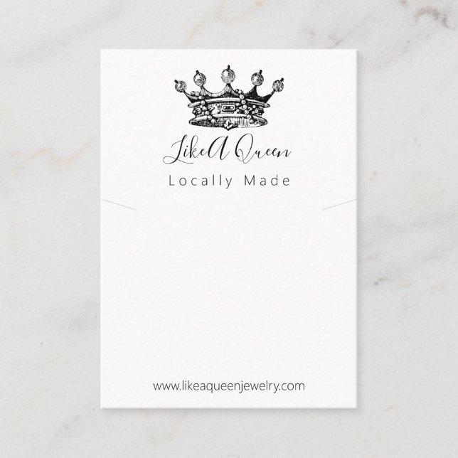 Queen Crown Handmade Jewelry Necklace Pendant Business Card (Front)
