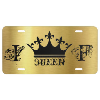 Queen Crown Monogram License Plate