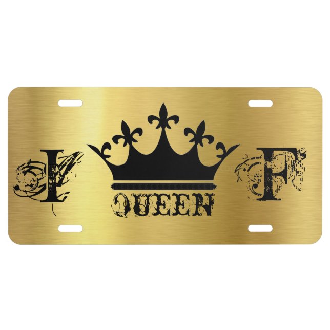 Queen Crown Monogram License Plate (Front)