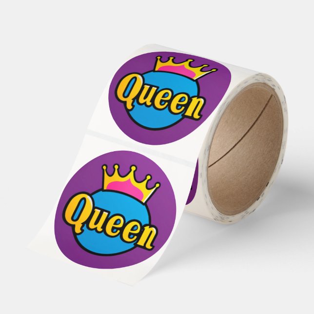 Queen Crown Round Badge Classic Round Sticker (Roll)