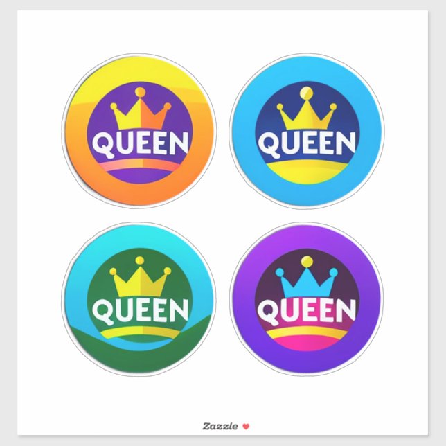 Queen Crown Round Badge Set Sticker (Sheet)