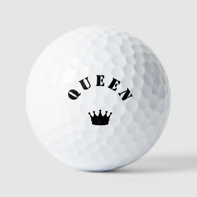 QUEEN Crown Script Graphic Modern Royal Look Golf Balls (Front)