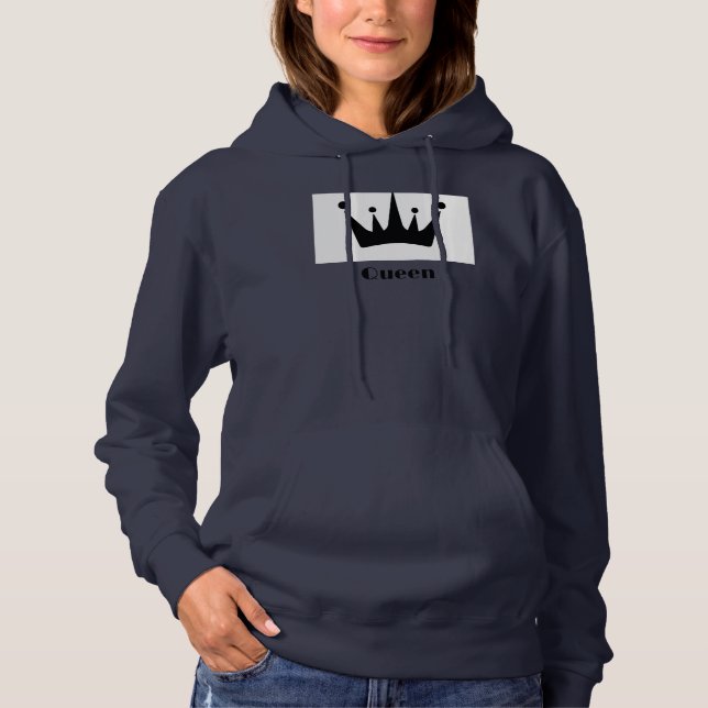 Queen Custom Text Crown Hoodie NavyBlue Sweatshirt (Front)
