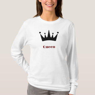 Queen Custom Text Crown Image White Long Sleeve T-Shirt
