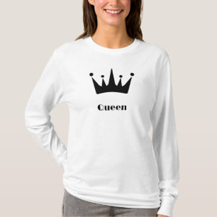 Queen Custom Text Crown Image White Long Sleeve T-Shirt