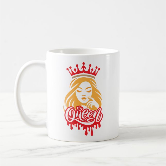 Queen Design – Elegant Royal Crown Coffee Mug (Left)