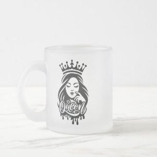 Queen Design – Elegant Royal Crown Frosted Glass Coffee Mug