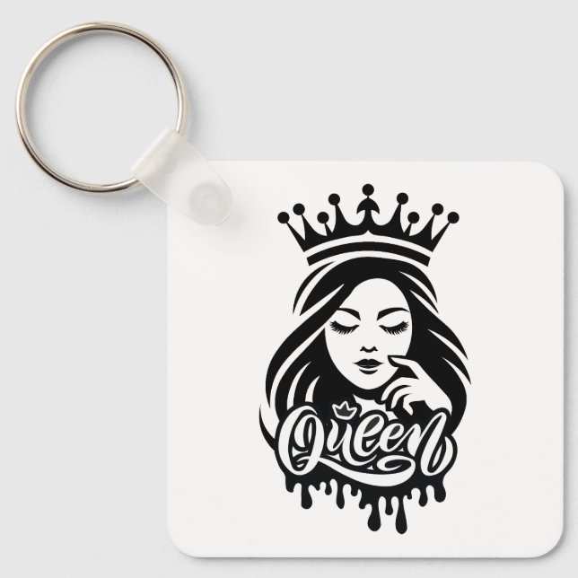 Queen Design – Elegant Royal Crown Keychain (Front)