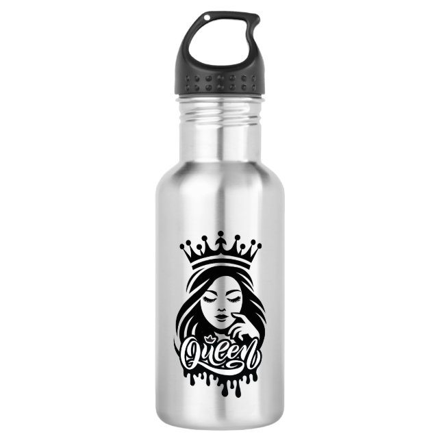 Queen Design – Elegant Royal Crown Stainless Steel Water Bottle (Front)