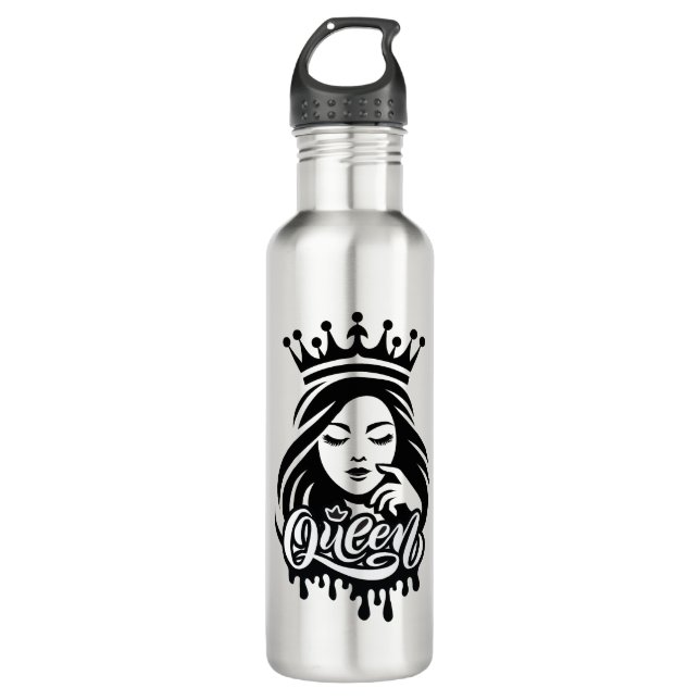 Queen Design – Elegant Royal Crown Stainless Steel Water Bottle (Front)