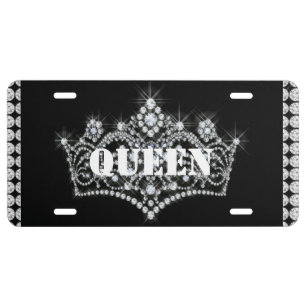 Queen Diamonds Crown Aluminum License Plate