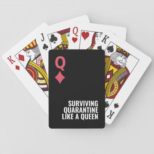 Queen Diamonds Minimal Bold Surviving Quarantine  Playing Cards