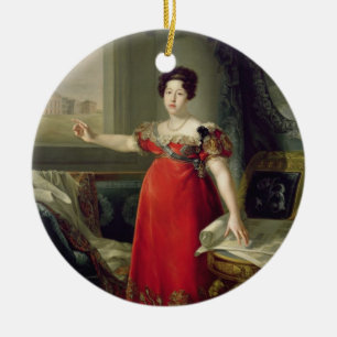 Queen Dona Maria Isabel de Braganza, 1829 (oil on Ceramic Ornament
