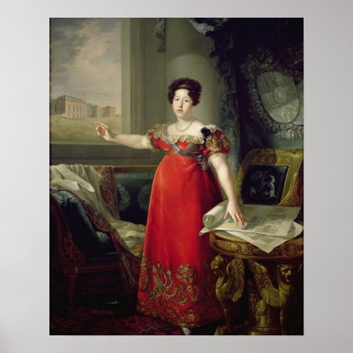 Queen Dona Maria Isabel de Braganza 1829 oil on Poster