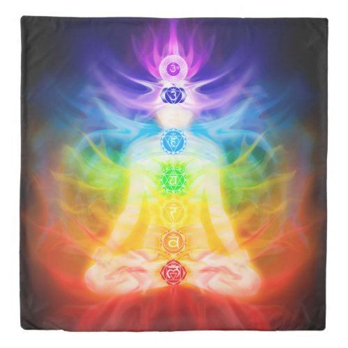 Queen duvet cover Glowing Qi energy chakras