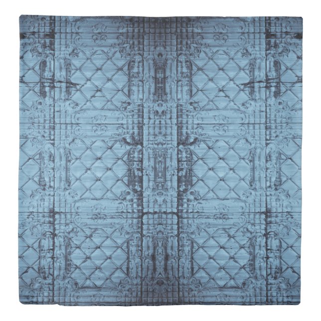 Queen Duvet Cover Rustic Tin Panel Ceiling Country (Front)