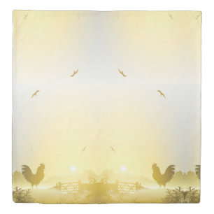 Queen Duvet Cover Sunny Morning Farm Country Rusti