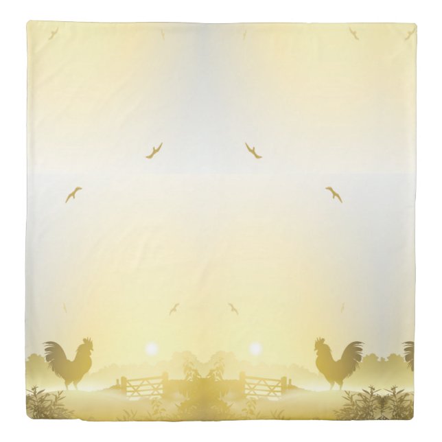 Queen Duvet Cover Sunny Morning Farm Country Rusti (Front)