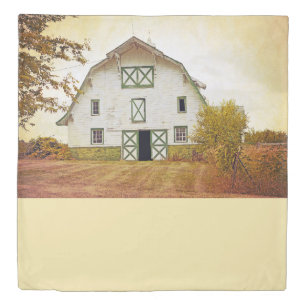 Queen Duvet Cover Sunset Barn Country Rustic Field