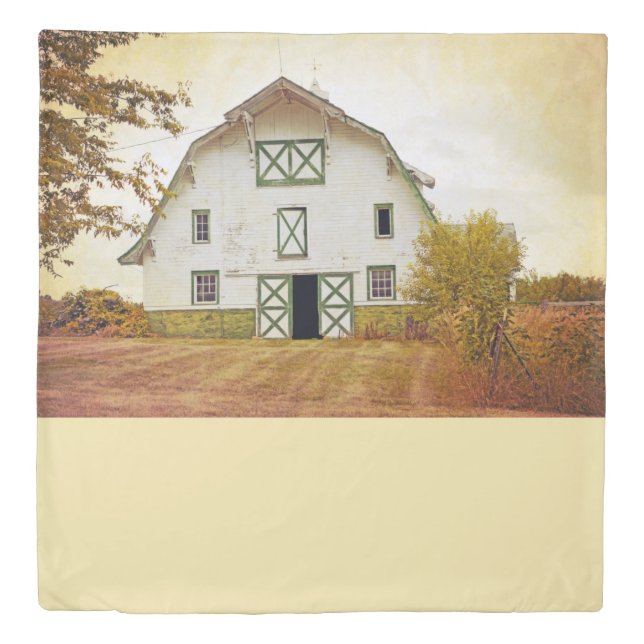 Queen Duvet Cover Sunset Barn Country Rustic Field (Front)