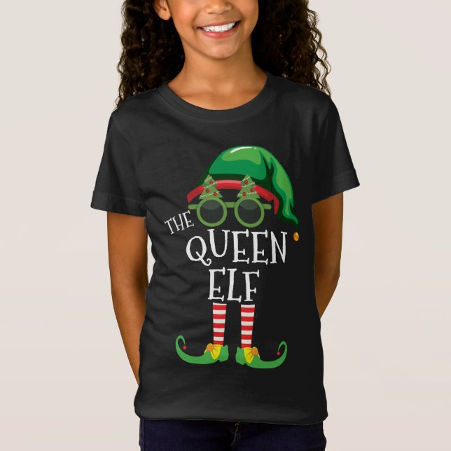 Queen Elf Matching Christmas Party Pjs Family Outf T-Shirt (Front)