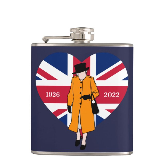 Queen Elisabeth II United Kingdom Queen Of Hearts  Flask (Front)