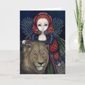 "Queen Elizabeth and a Lion" Greeting Card