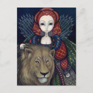 "Queen Elizabeth and a Lion" Postcard